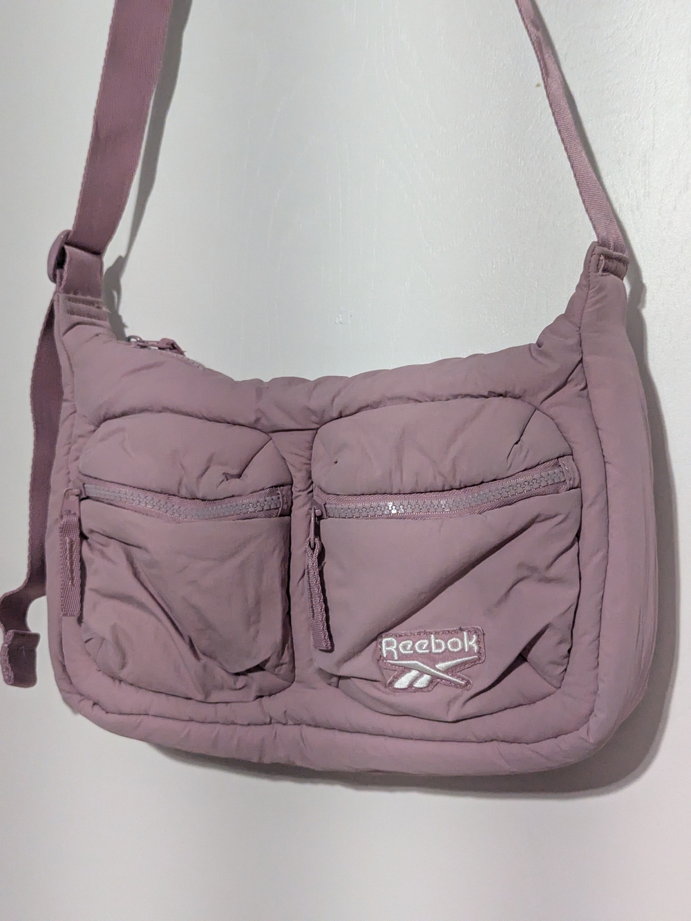 Reebok Quilted Crossbody Bag in Mauve Pink